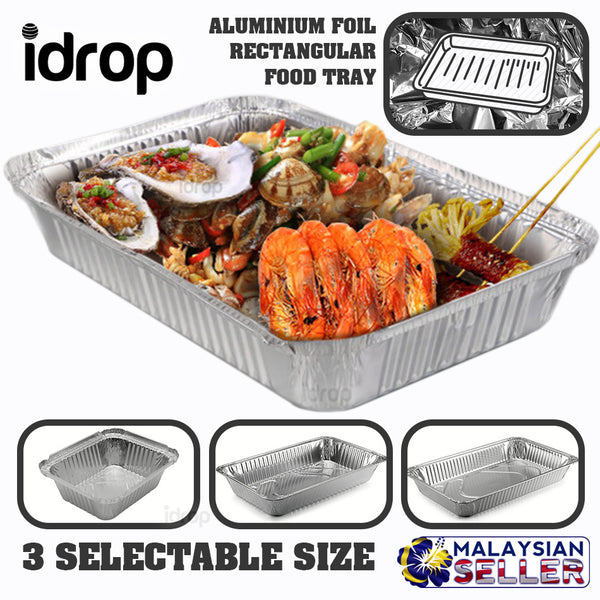 idrop ALUMINIUM FOIL [ TRAY ] - 10pcs Rectangle Food Storage [ 3 SIZE ]