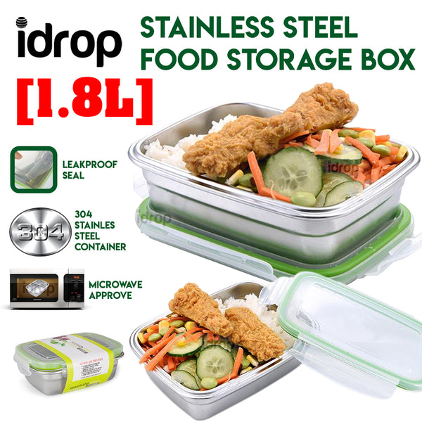 idrop Stainless Steel Food Storage Box with Lid Cover [1.8L]