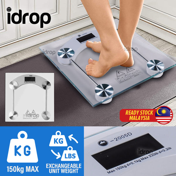 idrop Digital Electronic Personal Scale (Max 150kg / 330lbs) / Penimbang Berat Elektronik / 圆型健康秤(泡沫 盒)