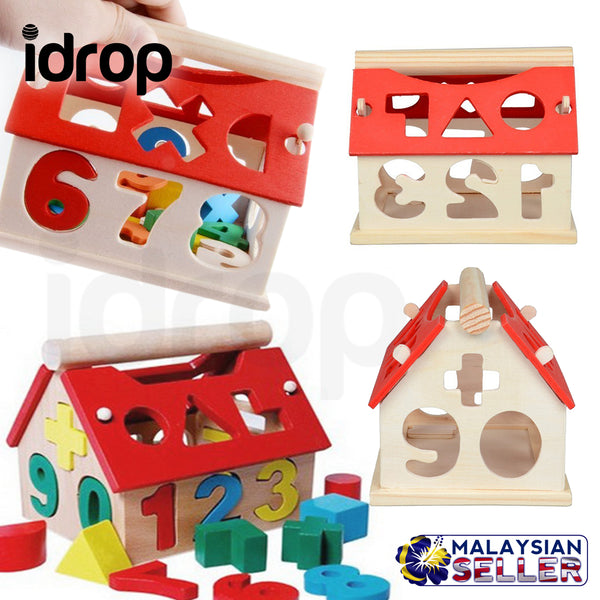 idrop Kid's Children WOODEN SERIES WISDOM TOY - Wooden Number House Set