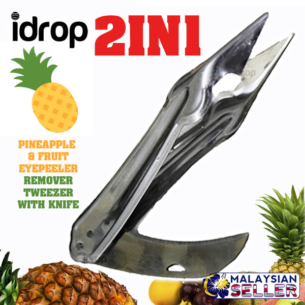 idrop Pineapple & Fruit Eye Peeler Remover Tweezer with Flip Knife