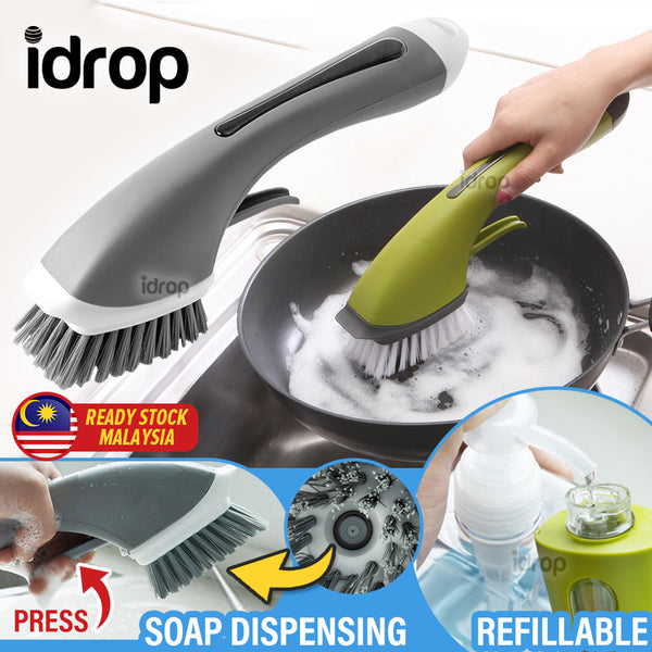 idrop Soap Dispensing Cleaning Scrubbing Washing Refillable Handheld Brush