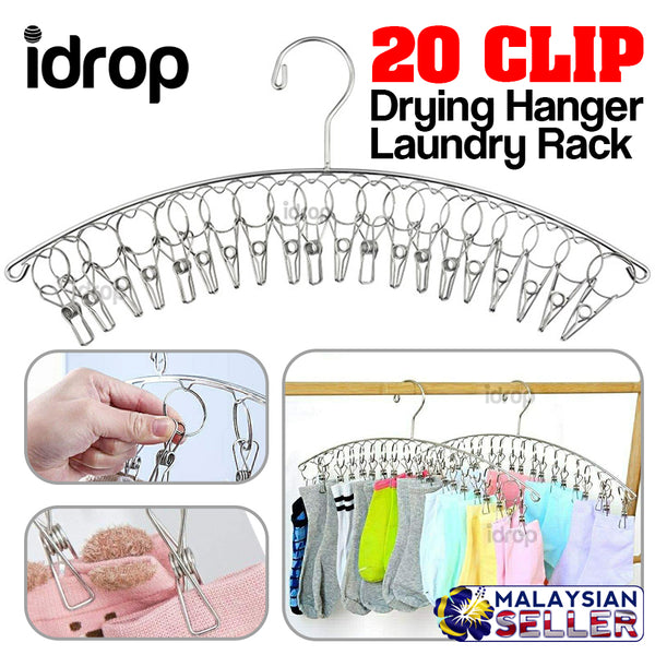 idrop 20 Clip Drying Hanger Rack