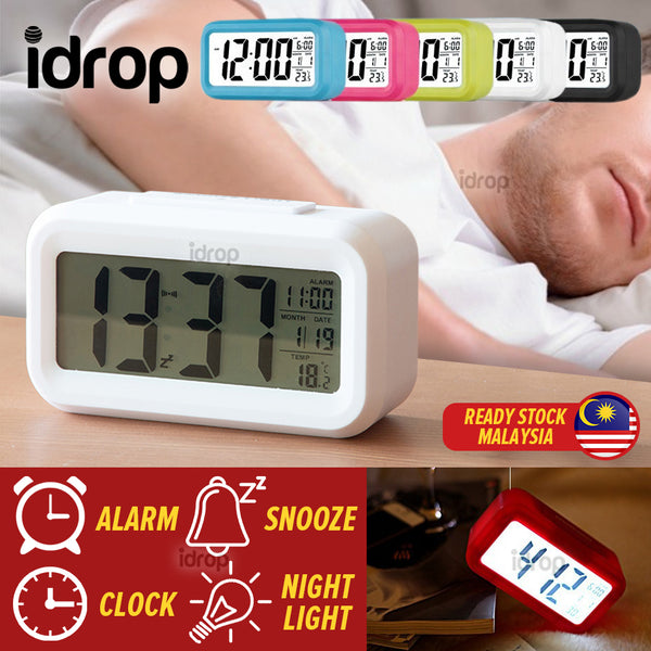 idrop Electric Digital Alarm Clock with Snooze and Sleeping Function with Date Temperature and Backlight Display Feature