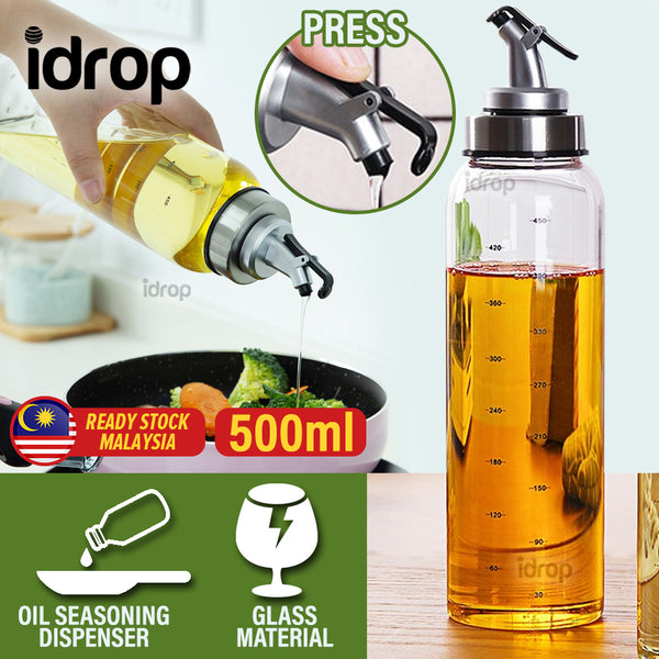 idrop 500ml Oil & Seasoning Sauce Glass Bottle Dispenser [ 1pc ]