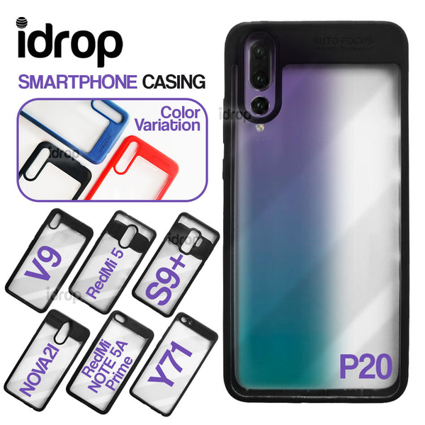 idrop Smartphone Durable Casing Cover with Transparent Surface [ Compatible for : P20 / S9+ / RedMi 5 / RedMi NOTE 5A prime / V9 / Y71 / NOVA2i ]