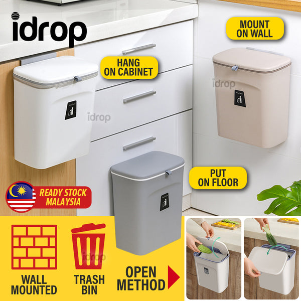 idrop Wall Mounted Hanging Kitchen Household  Waste Bin Trash Can