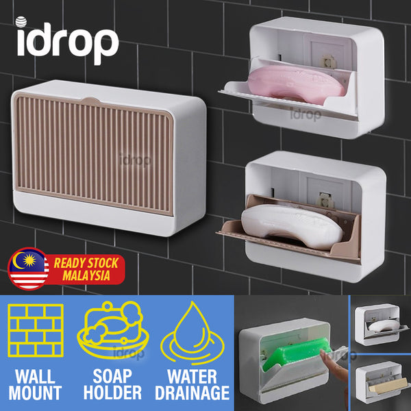 idrop Wall Mounted Soap Storage Holder / Tempat Simpan Buku Sabun Mandi / (强力胶)贴墙单个肥皂盒