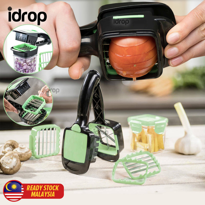 idrop Multifunction Hand Press Vegetable Cutter Slicer / Pemotong Sayur Pelbagai Guna / 合一多功能手压切菜器