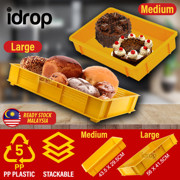 idrop Yellow Rectangular Crate Tray for Bakery & Industrial / Dulang Kuning Untuk Kegunaan Industri & Dapur / 用于烘焙和工业的黄色矩形板条箱托盘