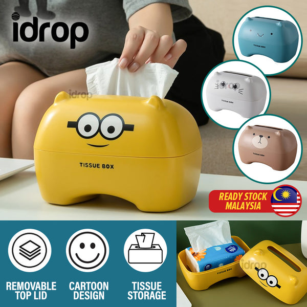 idrop Cute Cartoon Plastic Storage Tissue Box / Kotak Tisu Plastik Kartun Comel / 塑料卡通面纸纸巾盒