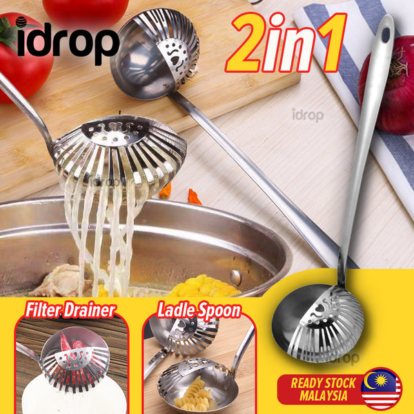 idrop 2 IN 1 Hotpot Stainless Steel Spoon Ladle Drainage Filter