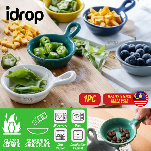 idrop Seasoning Ceramic Sauce Dish / Piring Seramik Perencah dan Sos / 陶瓷碟 TB21#调味碟10.5*7.5CM (青/白/粉 红色)