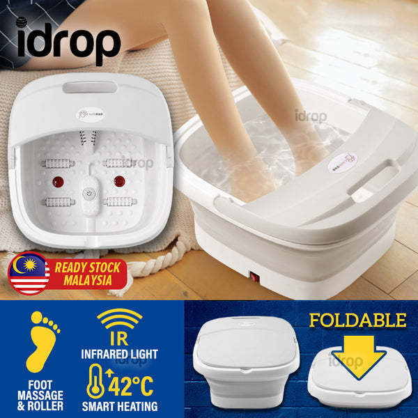 idrop Foldable Collapsible Compact Foot Spa with Feet Massage Roller Infrared Light and Heating Feature