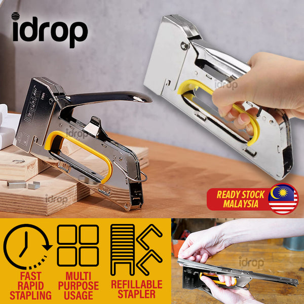 idrop Heavy Duty Multipurpose Rapid Staple Gun Stapler Suitable for Refill (13/4-6-8mm) / R23-1008F#RAPID 23射钉枪/ Stapler Kegunaan Berat Dan Pelbagai Guna /