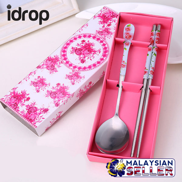 idrop Chopsticks & Spoon FloralDecoration Set