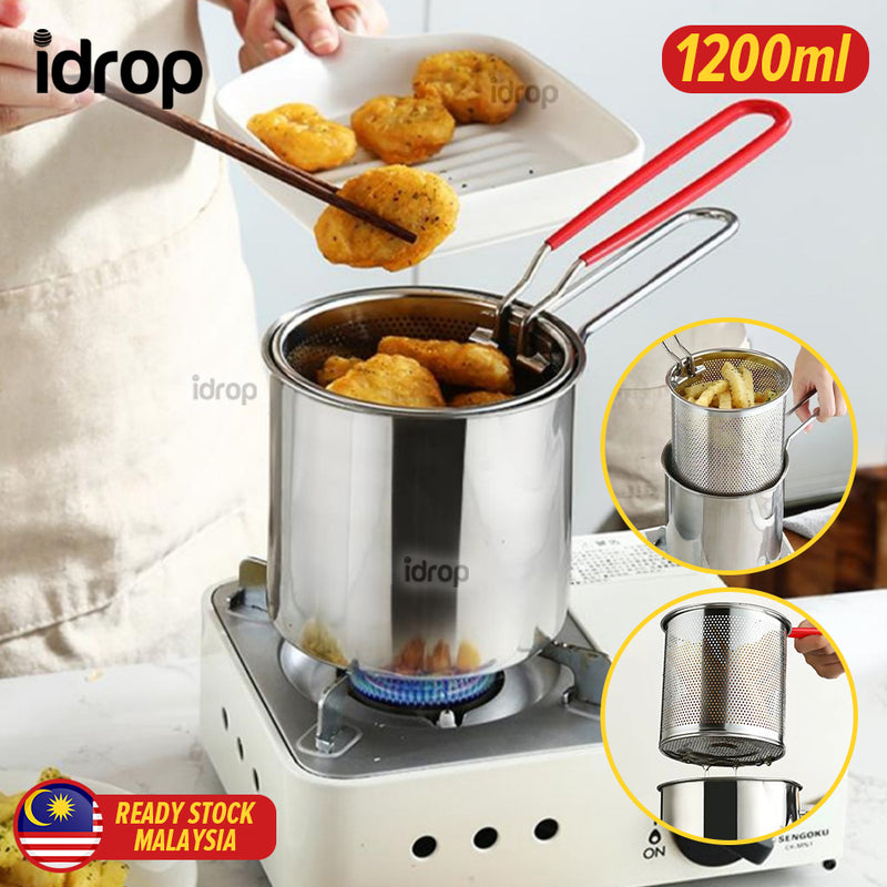 idrop [ 1200ml ] Stainless Steel 304 Deep Fryer Oil Pot / Bekas Cawan Minyak Masak / 1200ML不锈钢节能小炸锅(304)