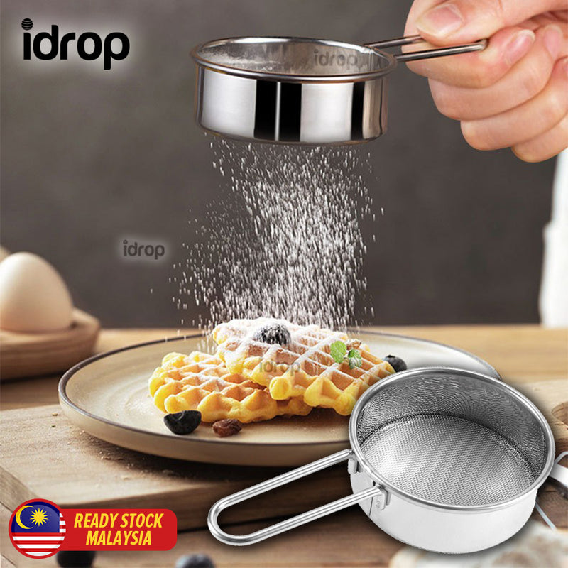 idrop Stainless Steel Powdered Sugar Sieve / Ayak Penapis Tepung Serbuk Gula Keluli Tahan Karat / 不锈钢小糖粉筛6.5*2.2*11.5CM