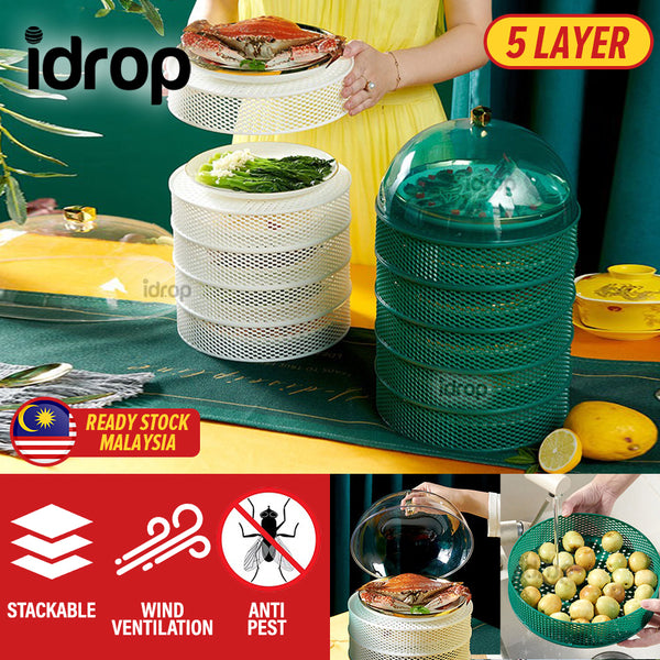 idrop [ 5 LAYER ] Dish Meal Multilayer Storage Box / Tempat Simpan Makanan Bertingkat / 一盖5盘一扣菜罩(收纳盒)