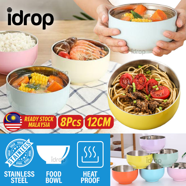 idrop [ 8PCS ] 12CM Stainless Steel Food Eating Bowl