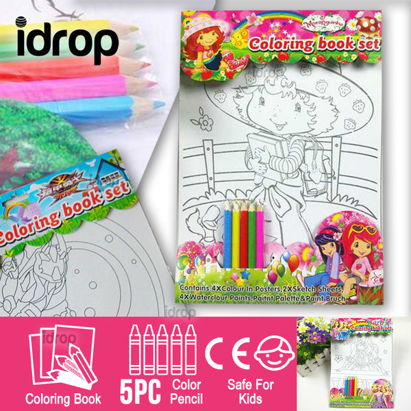 idrop Coloring Book Set with 5pcs Coloring Pencil