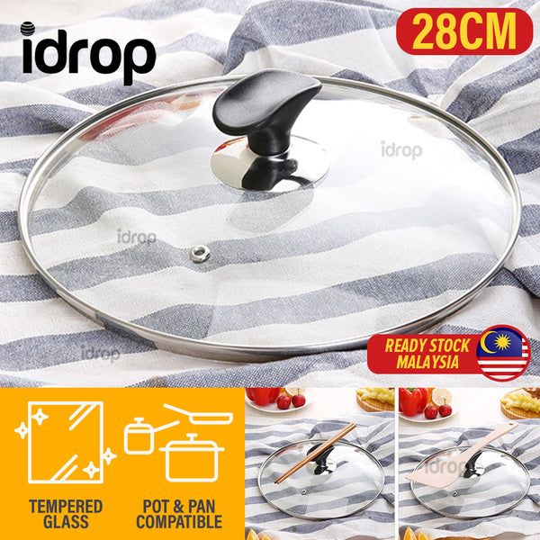 idrop 28CM Cooking Pan Pot Tempered Glass Lid Cover / Penutup Gelas Kaca Periuk Kuali 28CM / 28CM蒸锅锅玻璃盖盖