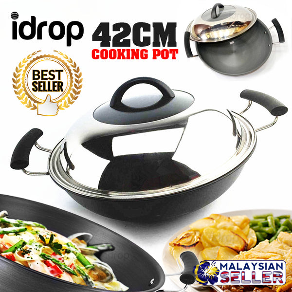 idrop 42CM - JM Double Handle Kitchen Cooking Frying Pot