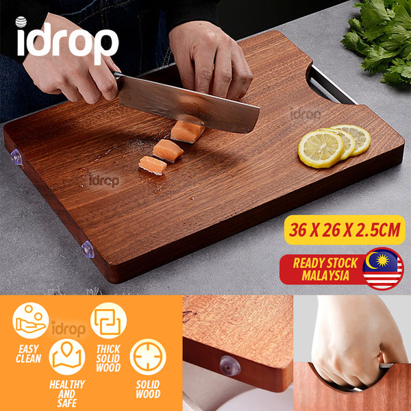 idrop Solid Thick Kitchen Wooden Cutting Board Ebony Wood / Papan Pemotong Dapur Tebal & Keras Kayu Eboni / 木菜板 乌檀木菜板 36X26X2.5CM