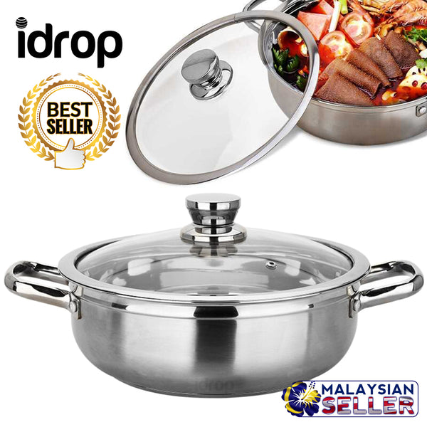 idrop 32CM Kitchen Cooking Hot Pot with Glass Lid