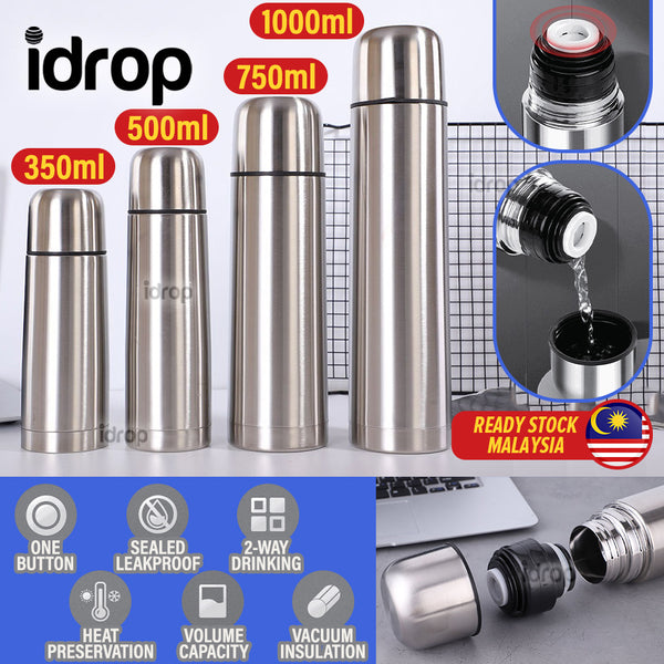 idrop SUS304 Stainless Steel Drinking Thermos Cup Flask / Termos Minum Keluli Tahan Karat / SUS304不锈钢保温杯保温杯