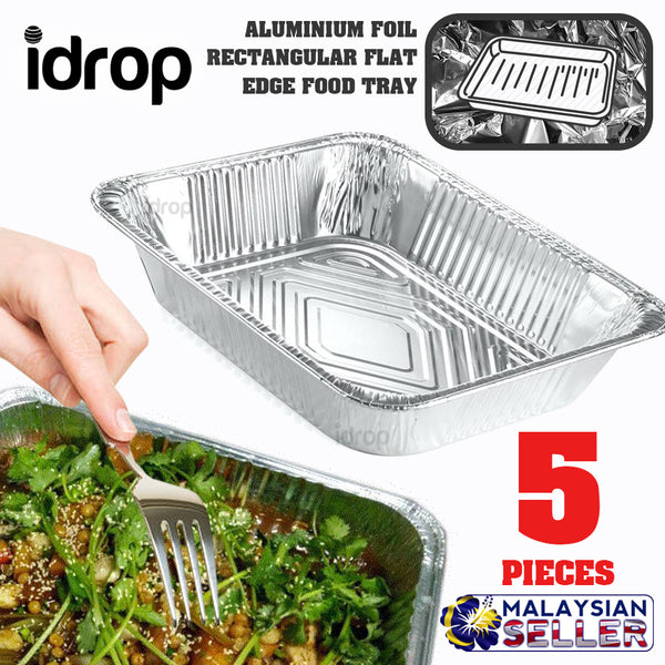 idrop ALUMINIUM FOIL [ RECTANGLE ] - 5pcs Flat Edge Food Tray