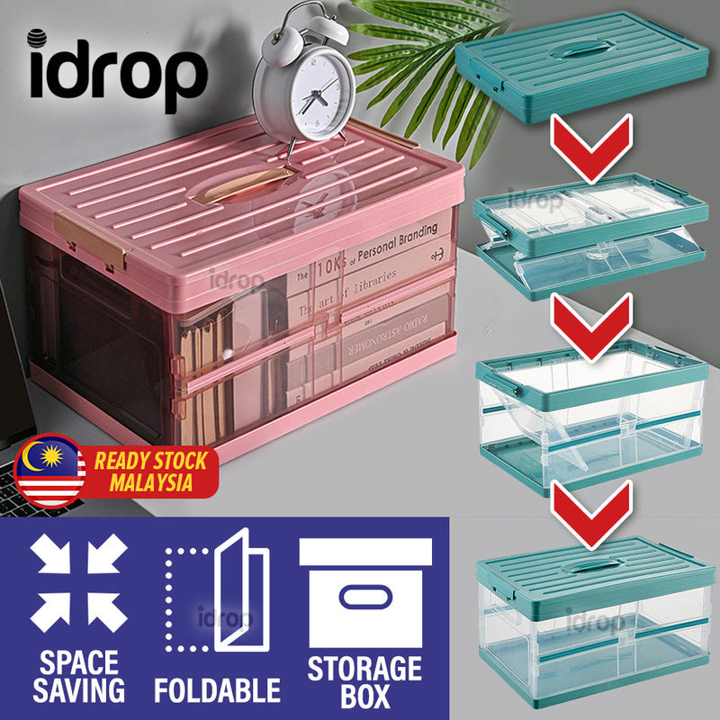 idrop Foldable Compact Transparent Colorful Book Storage Box