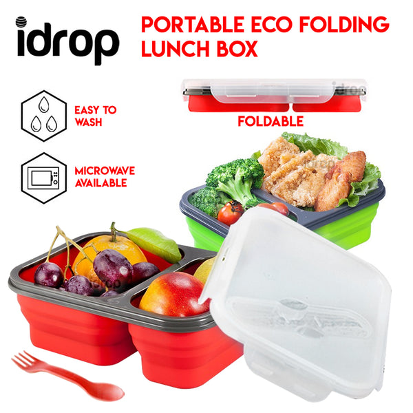 idrop 2 Grid Rectangle Portable Eco Folding Lunchbox Bento