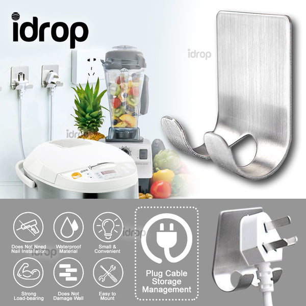 idrop Wall Socket Hanger for Home Kitchen and Bathroom [ 2-Hook Pattern ]