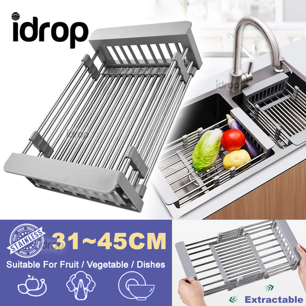 idrop Kitchen Sink Extendable Retractable Drain Wash Basket / Bakul Basuh Sinki Boleh Dipanjangkan [ 31cm~45cm ]