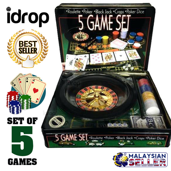 idrop 5 GAME SET - Casino Games [ Roulette/Poker/Black Jack/Craps/Poker Dice ]