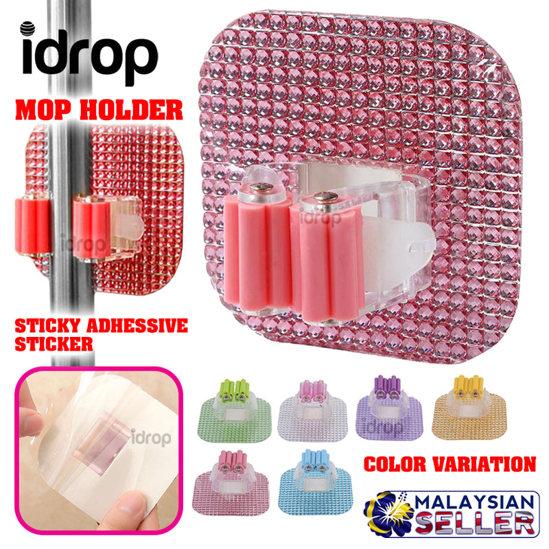 idrop Wall Crystal Sticker Mount Mop Clip Roll Holder