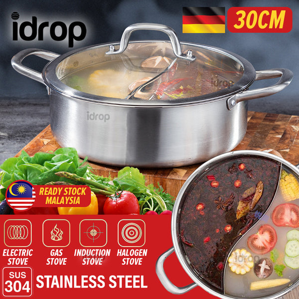 idrop [ 30CM ] 2 IN 1 Stainless Steel SUS304 Furnace Hot Pot