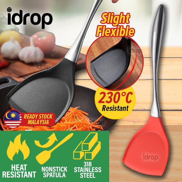 idrop Nonstick Heat Resistant Silicone Tip 318 Stainless Steel Spatula