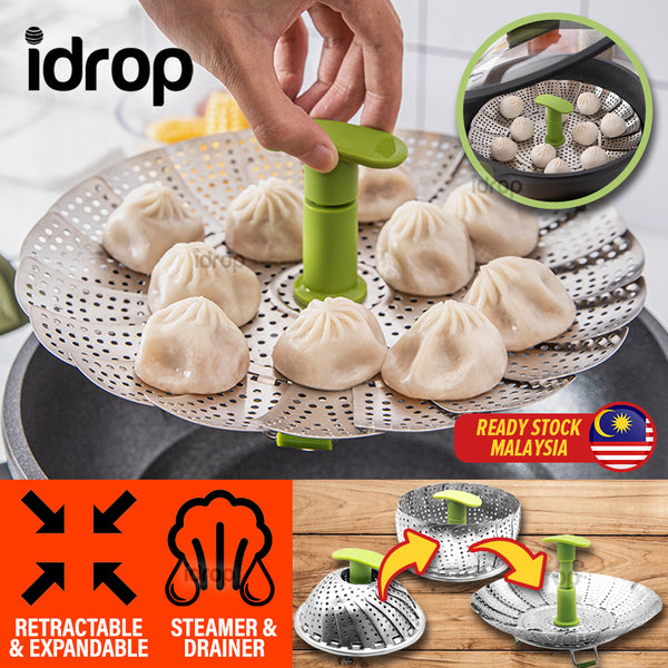 idrop Stainless Steel Steamer & Drainer Foldable Portable Compact Stand