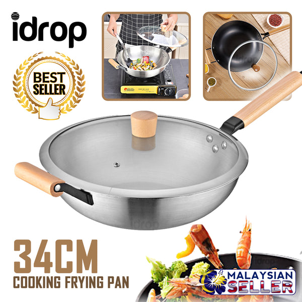 idrop 34CM - GD TRENDY Kitchen Cooking Wok Frying Pan