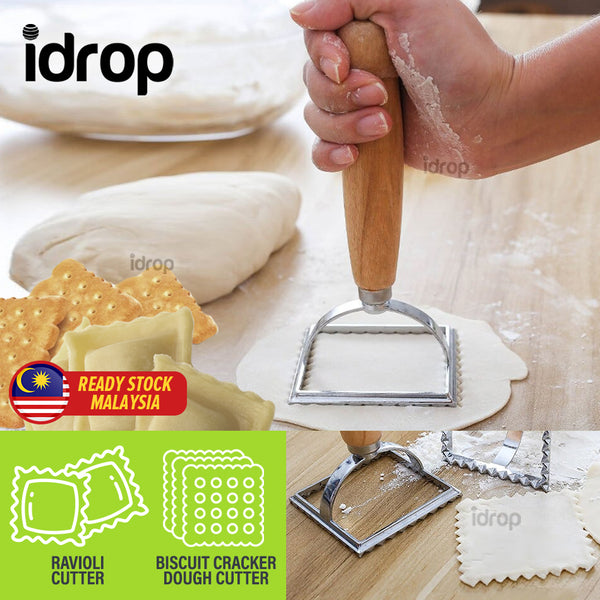 idrop Square Ravioli & Biscuit Cracker Stamp Dough Mold Cutter / Pemotong Bentuk Petak Biskut / 方形馄饨和饼干饼干邮票面团模具切割机