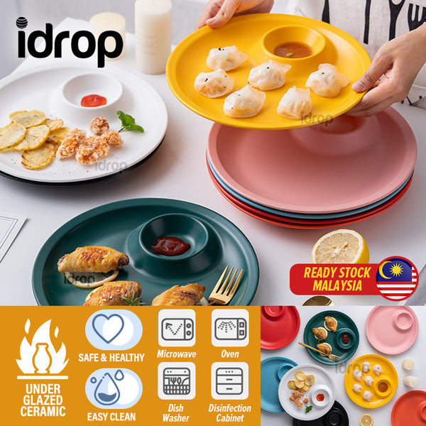 idrop Ceramic Dumpling Plate / Pinggan Hidang Makanan / 陶瓷饺子盘