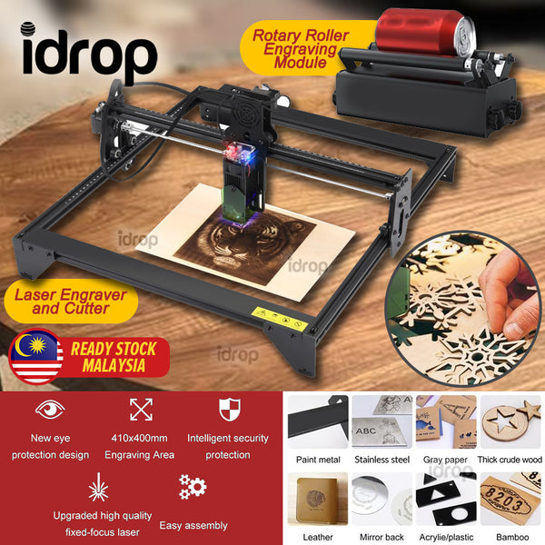 idrop Ultra-fine Laser Engraver 40W Offline Engraving Machine for Wood Metal with Rotary Roller Engraving Module for Cylindrical Object / Mesin Pengukir & Pemotong Laser / 护眼激光雕刻机切割机刻字机打标机雕刻机滚轴用于保温杯笔