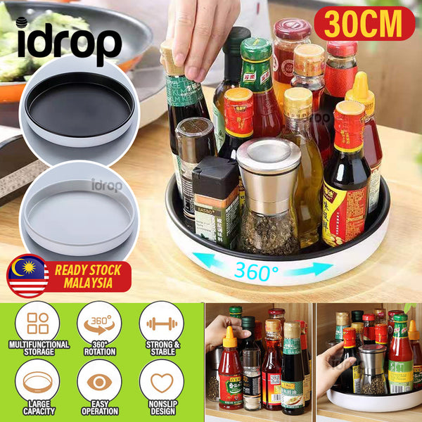 idrop [ 30CM ] Large Rotation Countertop Multifunctional Storage Tray / Rak Simpanan Pelbagai Guna / 多功能旋转收纳盒