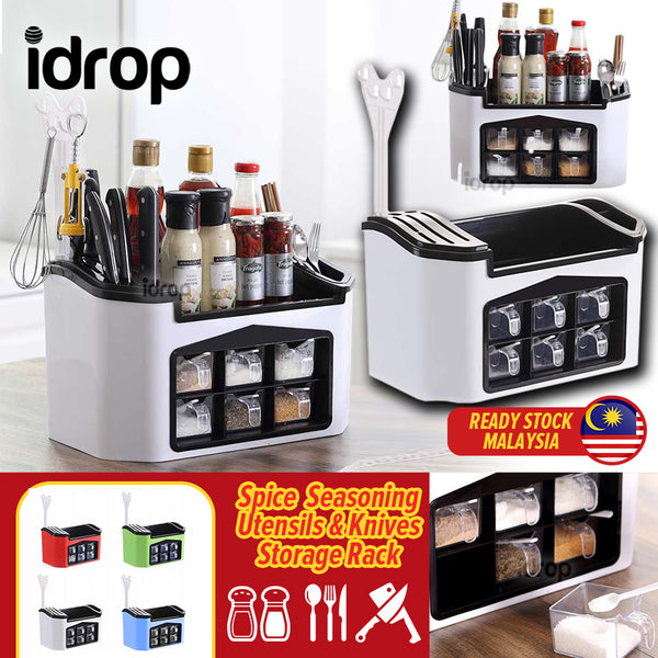 idrop Multifunction Kitchen Knives Utensils & Seasoning Spice Storage Rack