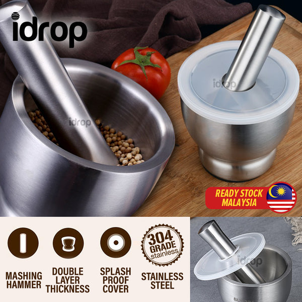 idrop 304 Stainless Steel Kitchen Food Ingredient Mortar Masher Bowl