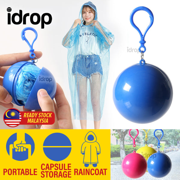 idrop Raincoat Capsule Ball - Portable Disposable Plastic Rain Coat Mini Storage