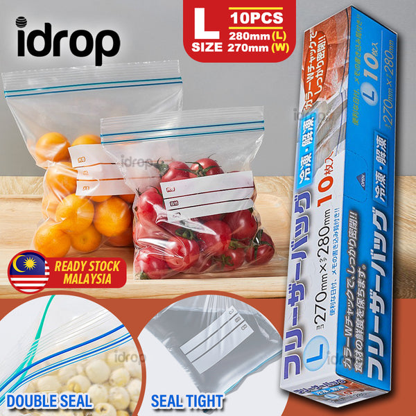 idrop [ 10PCS ] LARGE Fresh Keeping Sealed Bag / Beg Plastik Bungkus / 保鲜袋 [ 27CM x 28CM ]