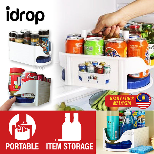 idrop Portable Kitchen Seasoning Storage Rotating Rack Shelf